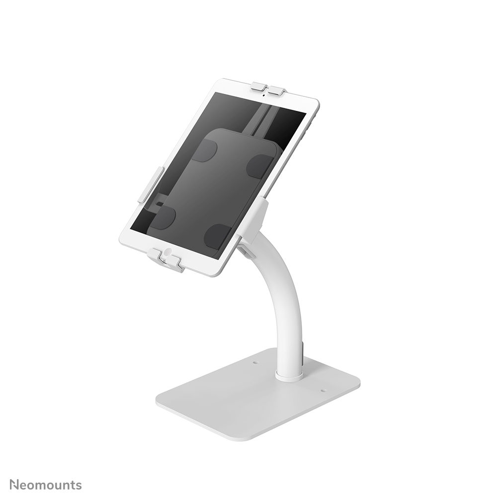 Neomounts DS15-625WH1 Scrivania per supporto tablet - 7.9-11" - 130° inclinabile - 360° ruotabile - bloccabile (incl. vite di sicurezza, escl. serratura) - a fissaggio - universale - bianco