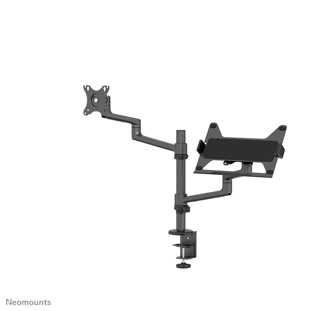 Neomounts NEXT Lite DS20-425BL2 Braccio per monitor 1 schermo con supporto per laptop - 17-27" - 0-8 kg - modello T-Rex salvaspazio - imballaggio 100% privo di plastica - universale - nero