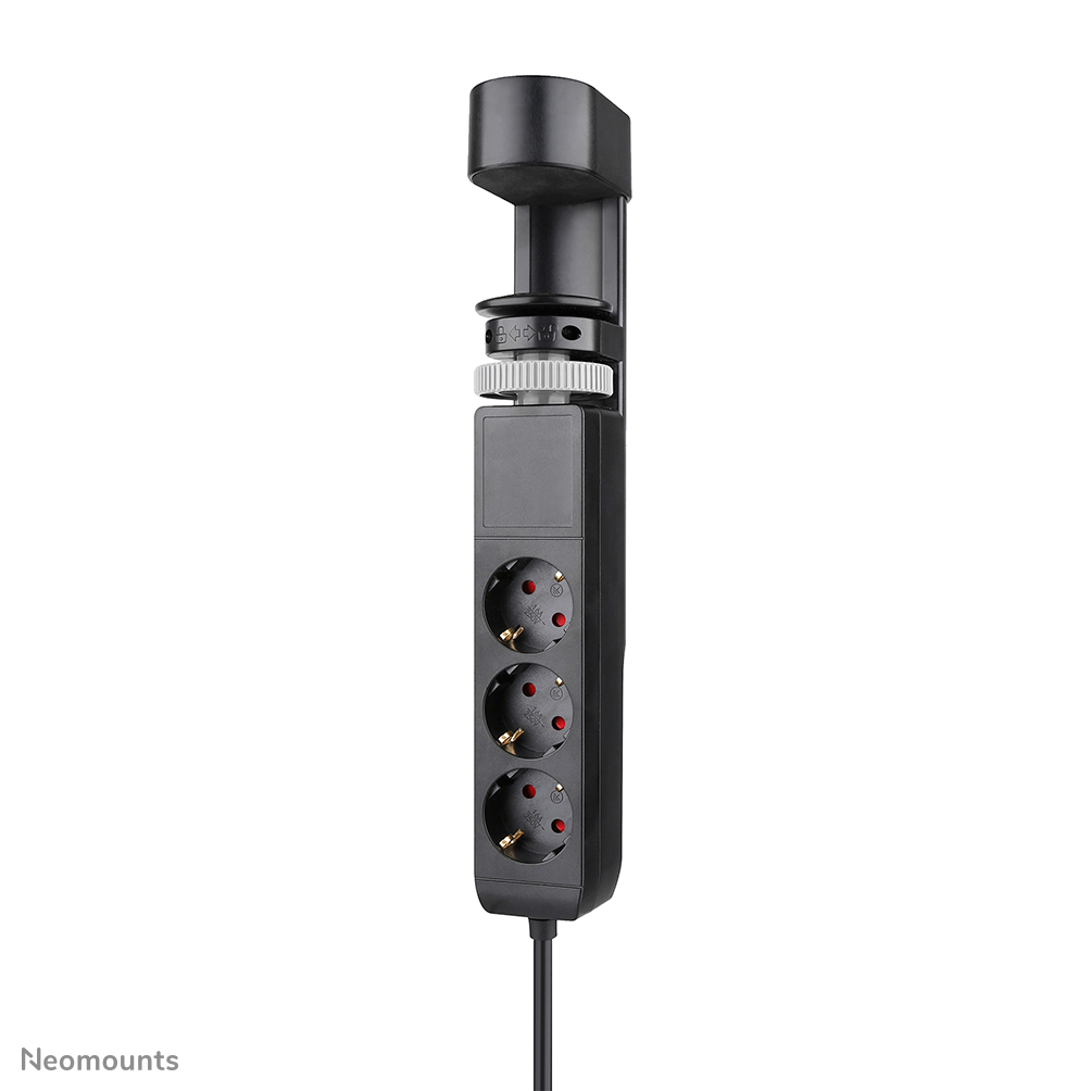 Neomounts VOLT DS22-840BL6 Multipresa da tavolo con morsetto - 2 x USB-C (20W), 1x USB-A (18W), 3 x 230V. multipresa tipo F 3680 Watt - cavo 1,4 m - ricarica rapida - nero