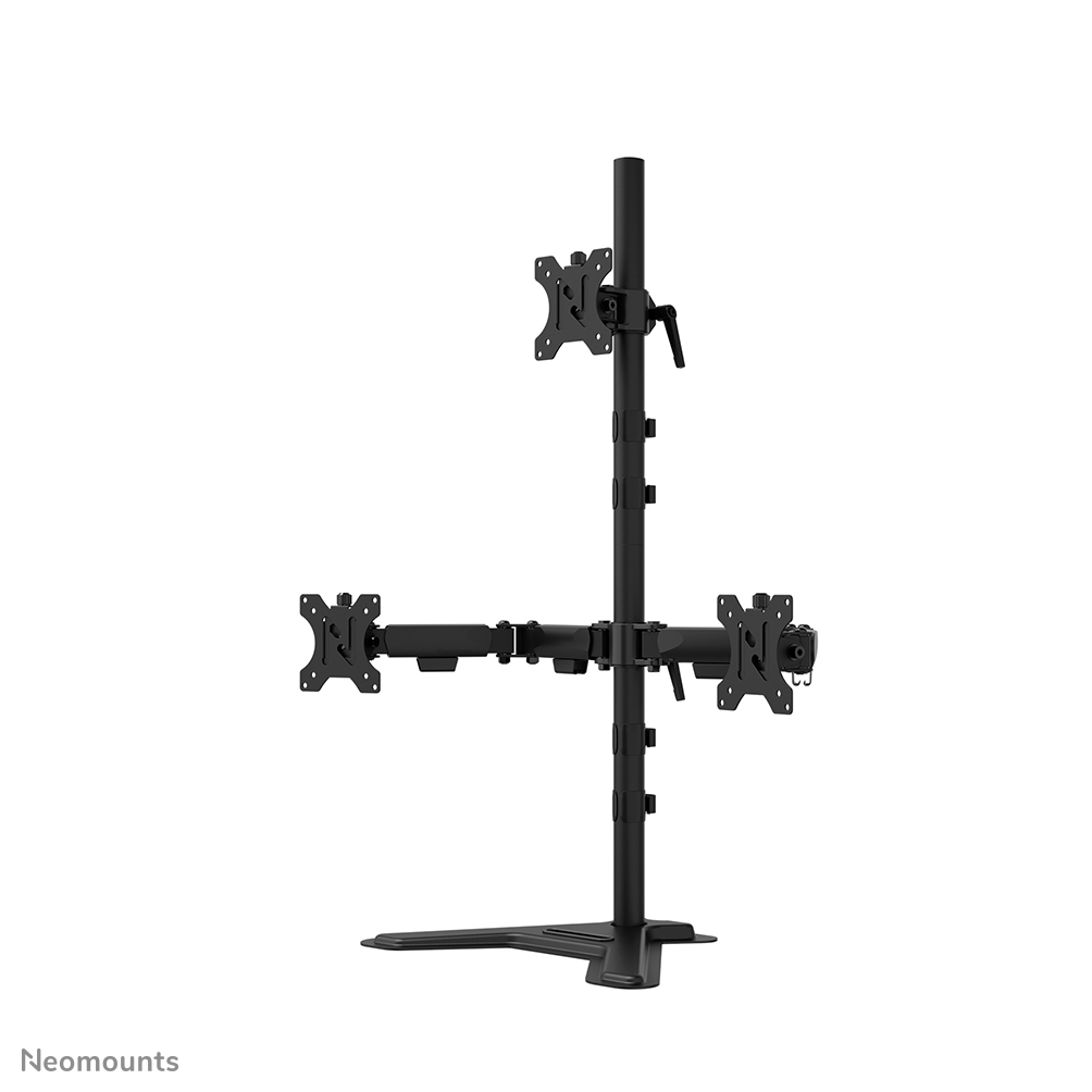 Neomounts DS45-600BL2-1 Supporto per triplo monitor - 10-32" - 0-5 kg | 11 lbs (3x) - inclinabile di 90° - ruotabile di 360° - rotazione laterale 180° - VESA 75x75 - blocco a 180° - Nero
