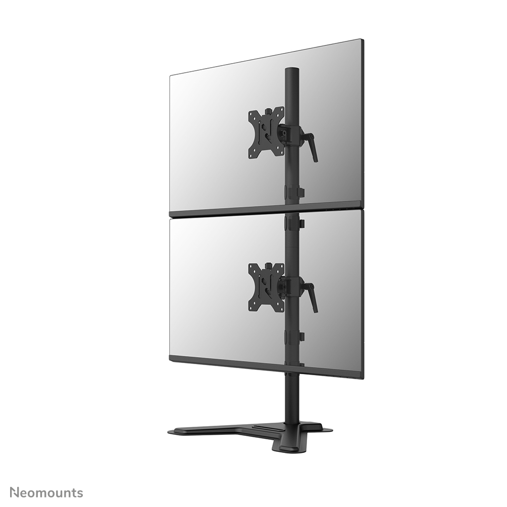 Neomounts DS45-600BL2V Supporto per doppio monitor - 10-32" - 0-9 kg | 19,8 lbs (2x) - inclinabile di 90° - ruotabile di 360° - rotazione laterale 180° - VESA 75x75 - Nero