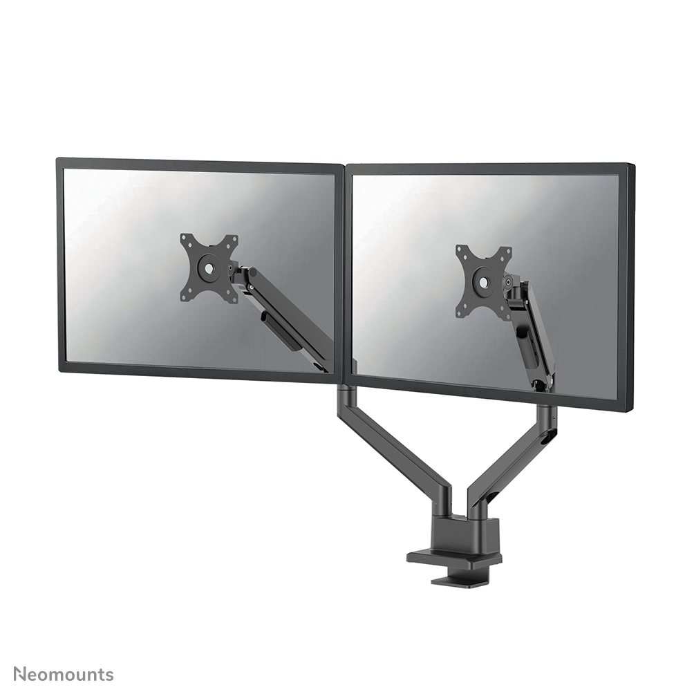 Neomounts NEXT Slim DS70-250BL2 Braccio per monitor 2 schermi - 17-32" - 1-9 kg/schermo (curvo 8 kg/schermo) - molla a gas - 180°-stop - Topfix - modello Easy Install - imballaggio 100% privo di plastica - nero
