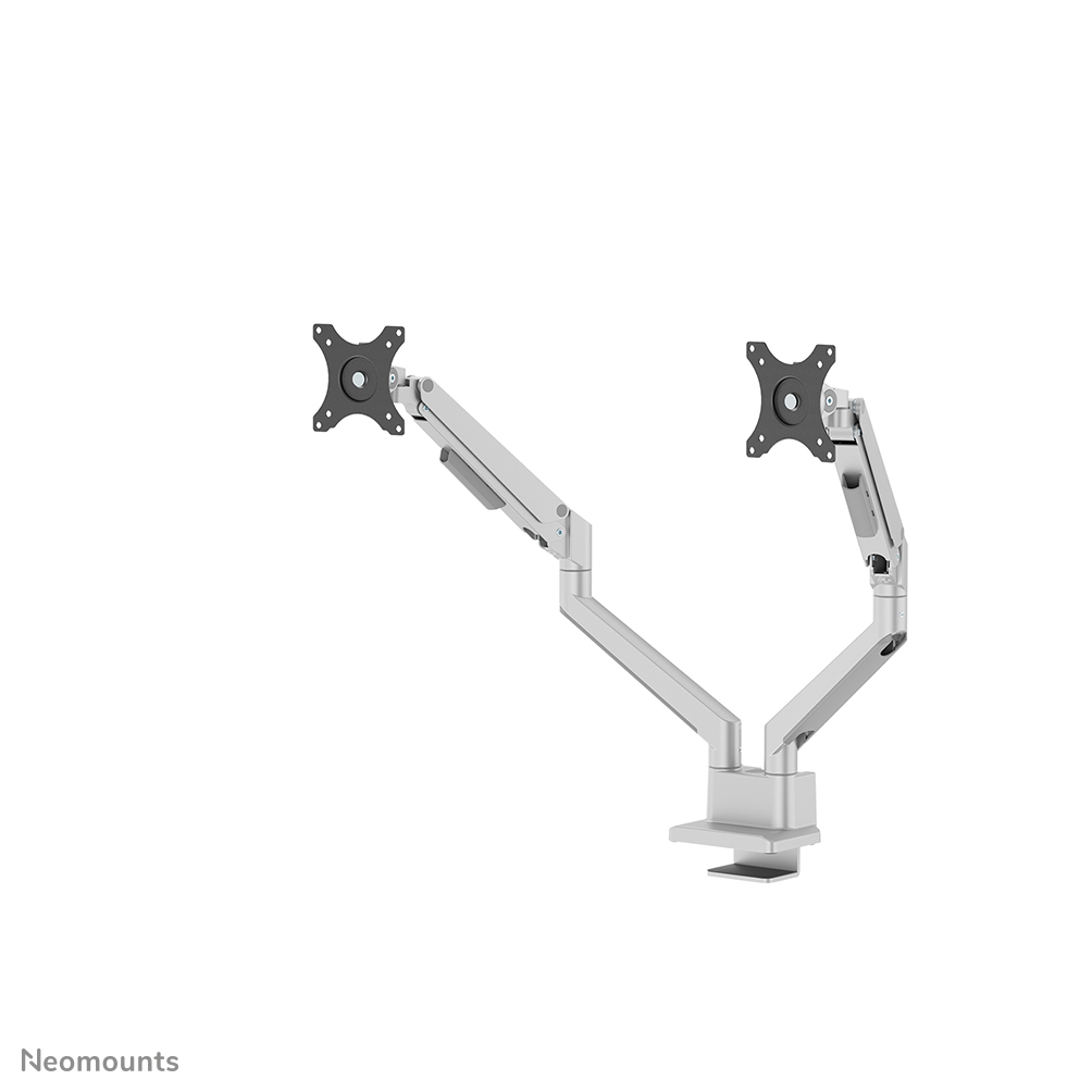 Neomounts NEXT Slim DS70-250SL2 Braccio per monitor 2 schermi - 17-32" - 1-9 kg/schermo (curvo 8 kg/schermo) - molla a gas - 180°-stop - Topfix - modello Easy Install - imballaggio 100% privo di plastica - argento