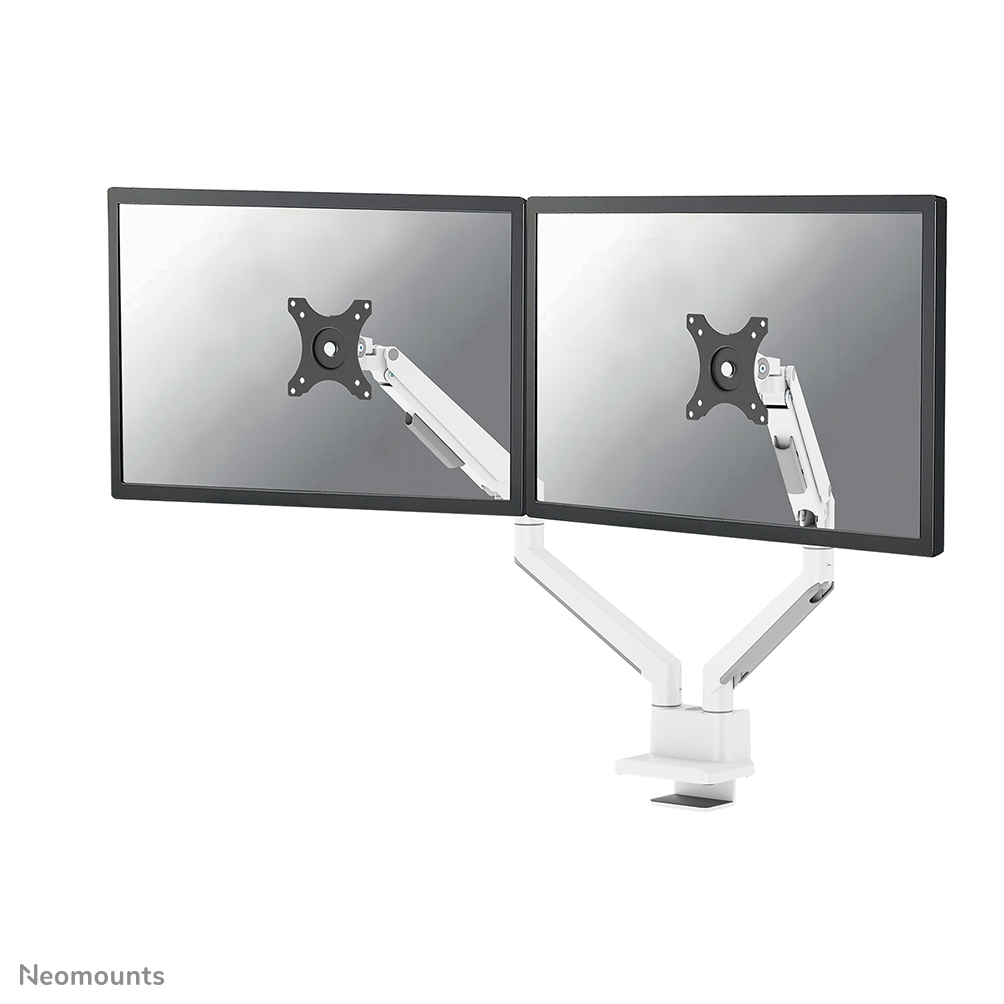 Neomounts NEXT Slim DS70-250WH2 Braccio per monitor 2 schermi - 17-32" - 1-9 kg/schermo (curvo 8 kg/schermo) - molla a gas - 180°-stop - Topfix - modello Easy Install - imballaggio 100% privo di plastica - bianco