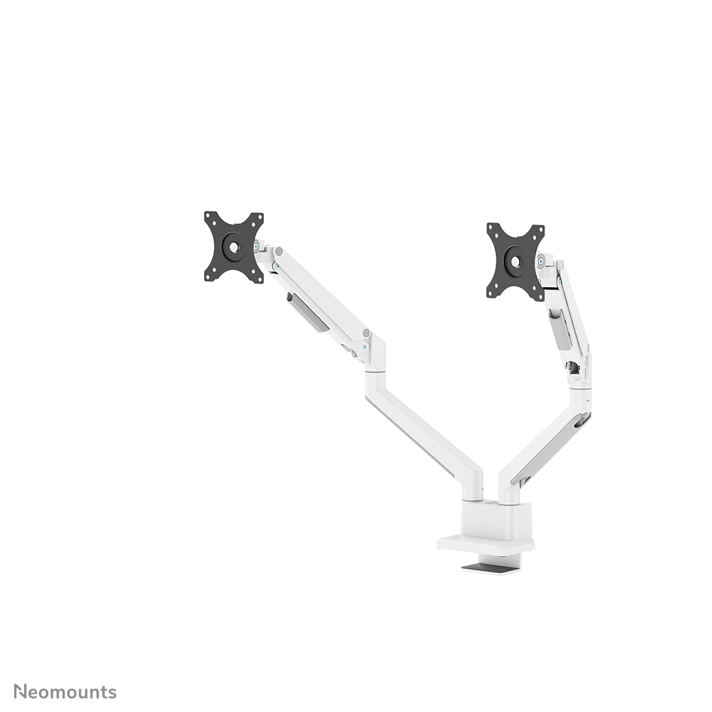 Neomounts NEXT Slim DS70-250WH2 Braccio per monitor 2 schermi - 17-32" - 1-9 kg/schermo (curvo 8 kg/schermo) - molla a gas - 180°-stop - Topfix - modello Easy Install - imballaggio 100% privo di plastica - bianco