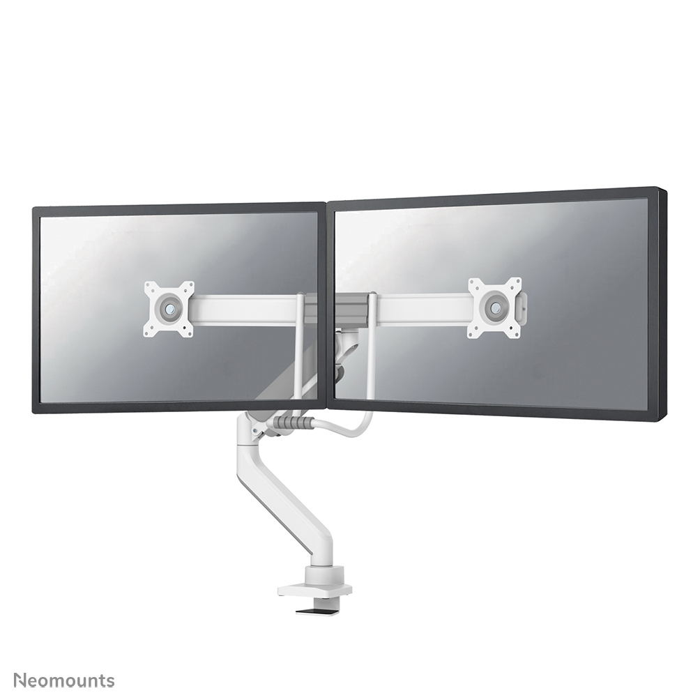 Neomounts NEXT Core DS75-450WH2 Braccio monitor traversa 2 schermi - 17-32" - 1-8 kg/schermo - molla a gas - 180°-stop - Topfix - modello Easy Install - imballaggio 100% privo di plastica - bianco