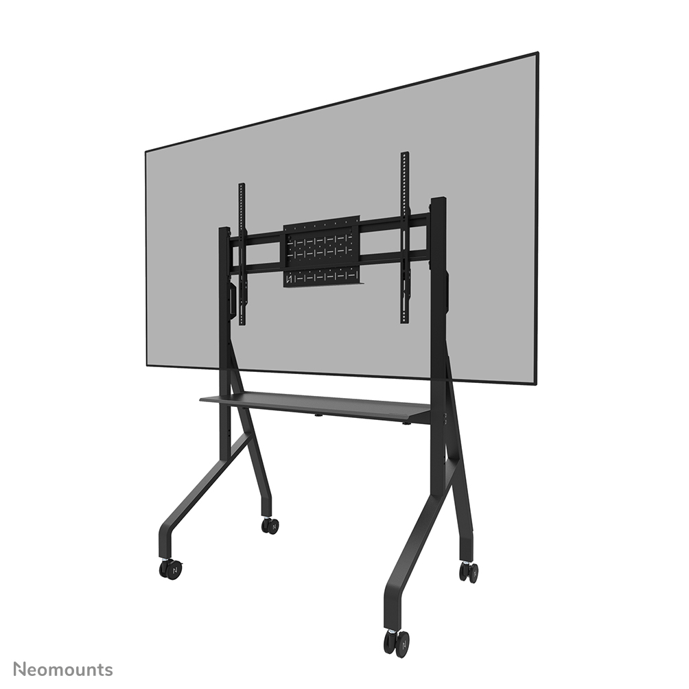 Neomounts MOVE Go FL50-525BL1 Carello TV - 55-86" - max 76 kg - manuale alt. 106-136 cm - VESA 100x100-900x600 - incl. ripiano per hardware - bloccabile (escl. serratura) - certificato TÜV - modello Rapid Install - Kit videobar opzionalmente disponibile - nero