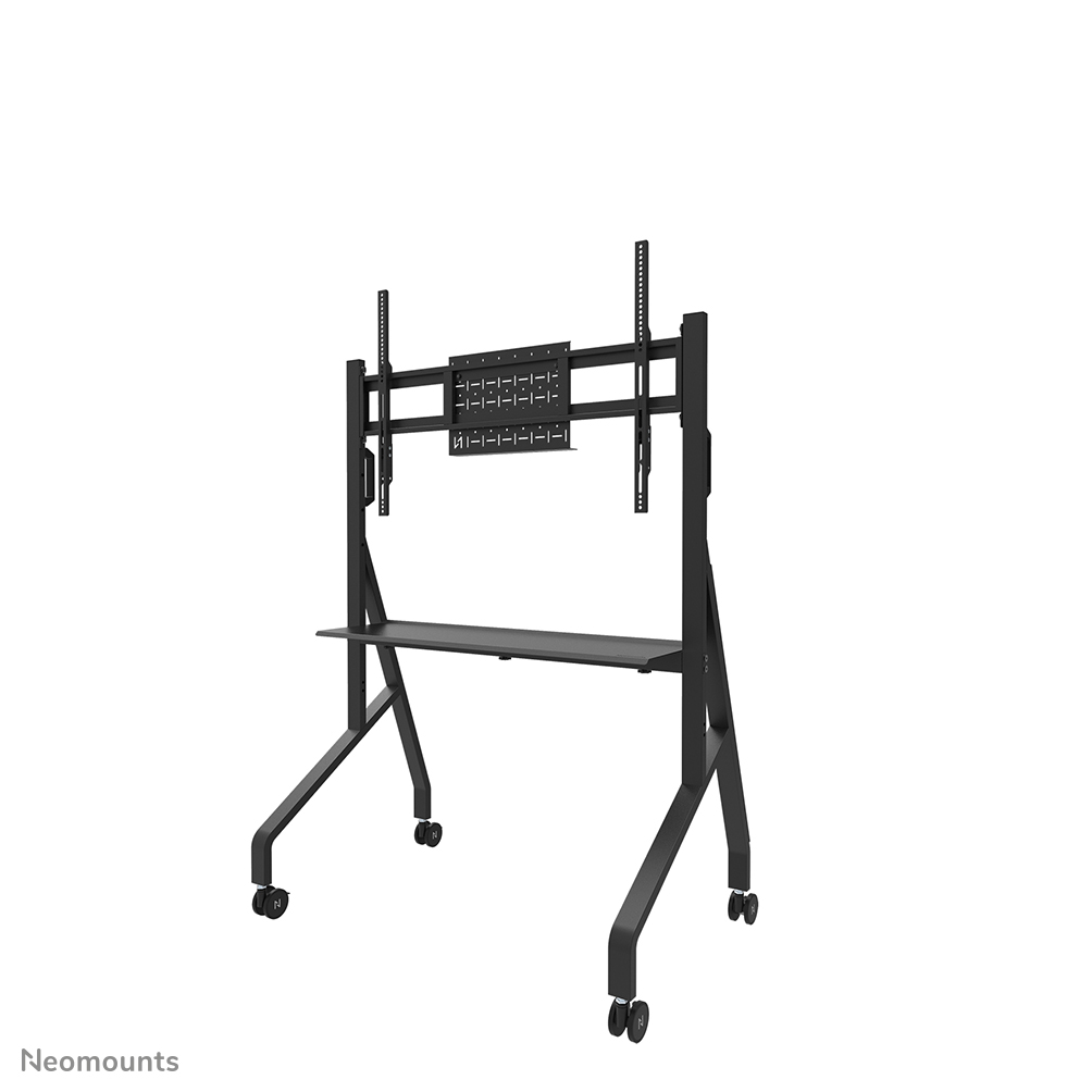 Neomounts MOVE Go FL50-525BL1 Carello TV - 55-86" - max 76 kg - manuale alt. 106-136 cm - VESA 100x100-900x600 - incl. ripiano per hardware - bloccabile (escl. serratura) - certificato TÜV - modello Rapid Install - Kit videobar opzionalmente disponibile - nero