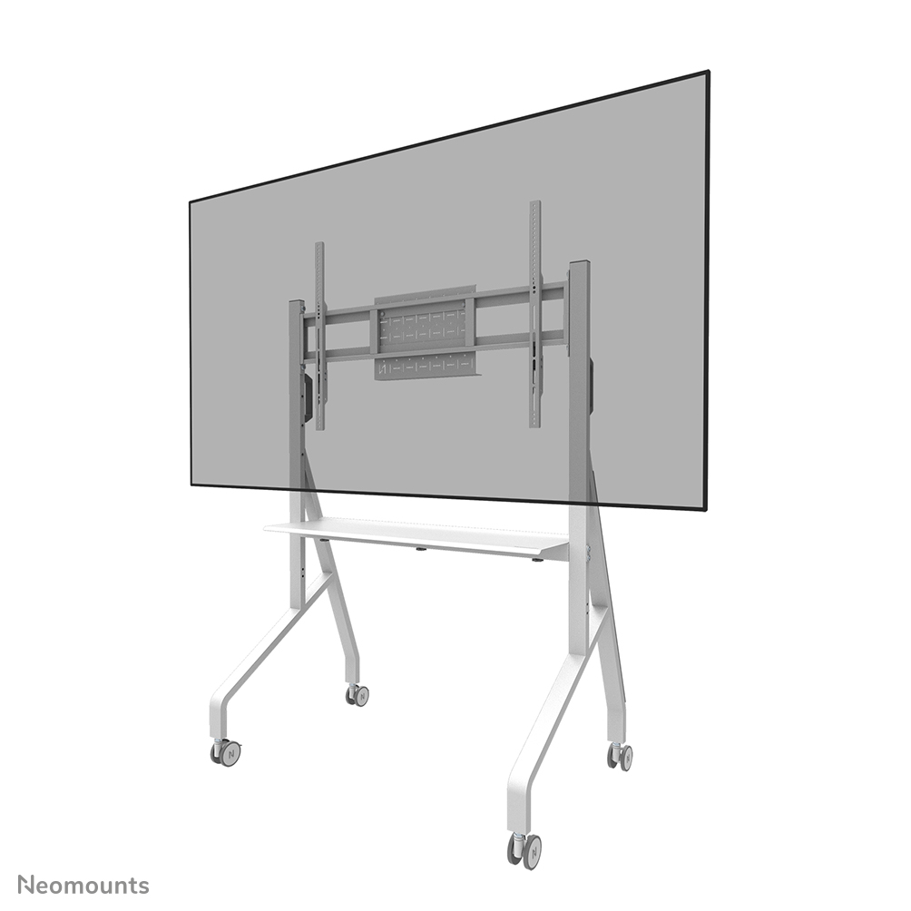 Neomounts MOVE Go FL50-525WH1 Carello TV - 55-86" - max 76 kg - manuale alt. 106-136 cm - VESA 100x100-900x600 - incl. ripiano per hardware - bloccabile (escl. serratura) - certificato TÜV - modello Rapid Install - Kit videobar opzionalmente disponibile - bianco