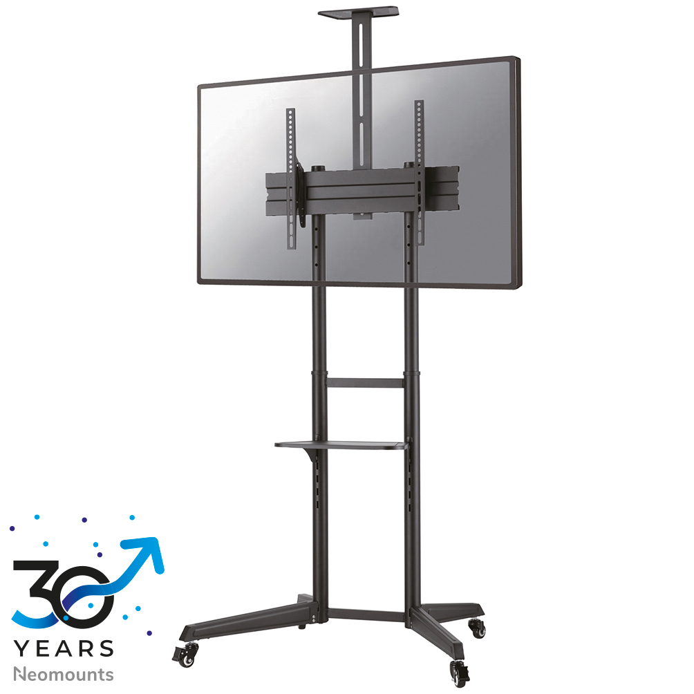 Neomounts FL50-550BL1 Carrello TV - 37-70" - max 50 kg - manuale alt. 128,5-145 cm - VESA 100x100-600x400 - incl. ripiano per videocamera/hardware - nero