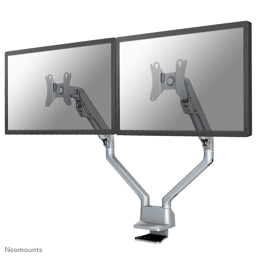 Neomounts FPMA-D750DSILVER Braccio per monitor 2 schermi - 10-32" - 2-8 kg/schermo - molla a gas -Topfix - argento