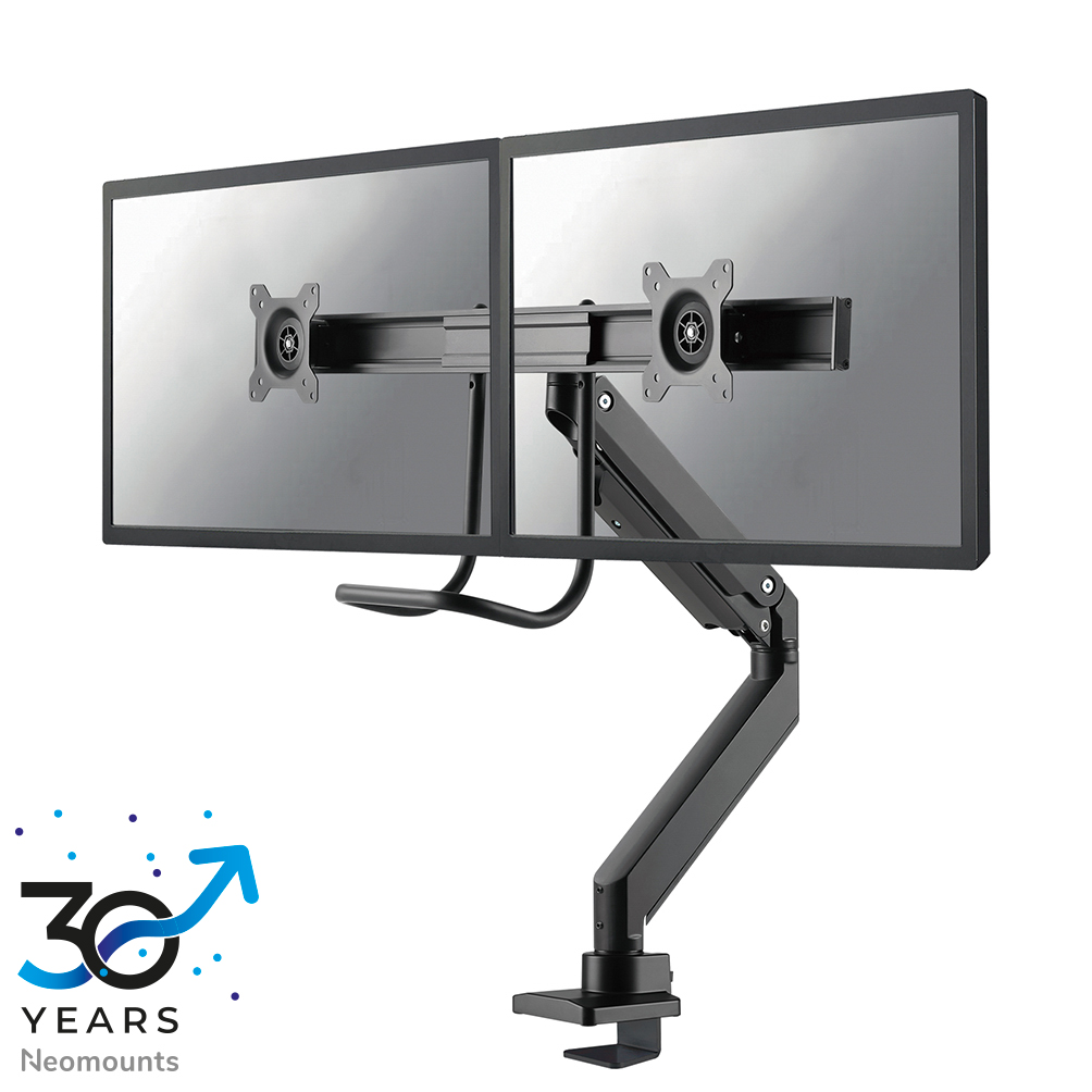 Neomounts NM-D775DXBLACK Braccio monitor traversa 2 schermi - 10-32" - 1-8 kg/schermo - molla a gas - 180°-stop -Topfix - nero