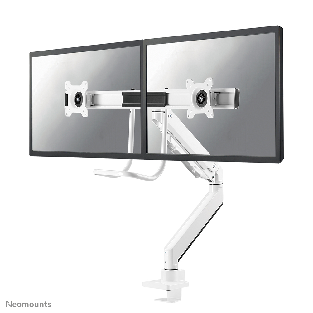 Neomounts NM-D775DXWHITE Braccio monitor traversa 2 schermi - 10-32" - 1-8 kg/schermo - molla a gas - 180°-stop -Topfix - bianco