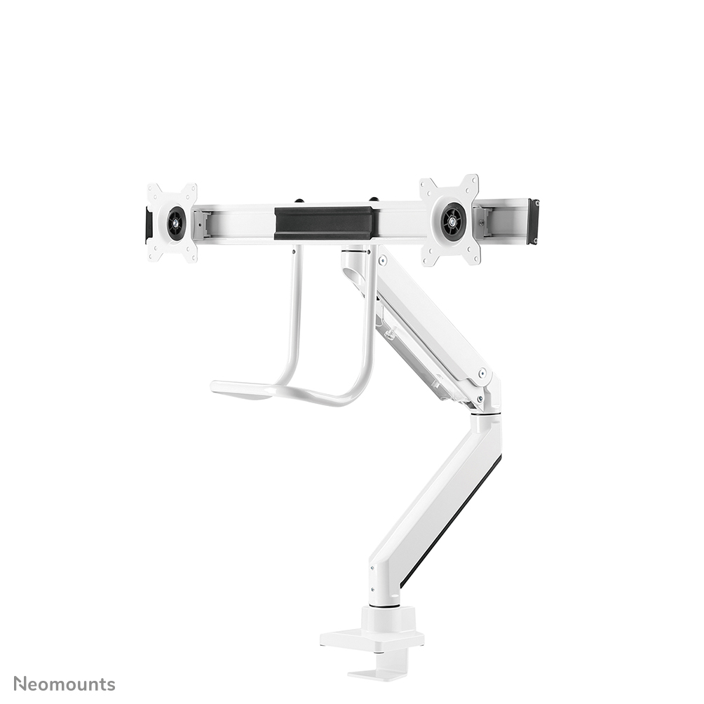 Neomounts NM-D775DXWHITE Braccio monitor traversa 2 schermi - 10-32" - 1-8 kg/schermo - molla a gas - 180°-stop -Topfix - bianco
