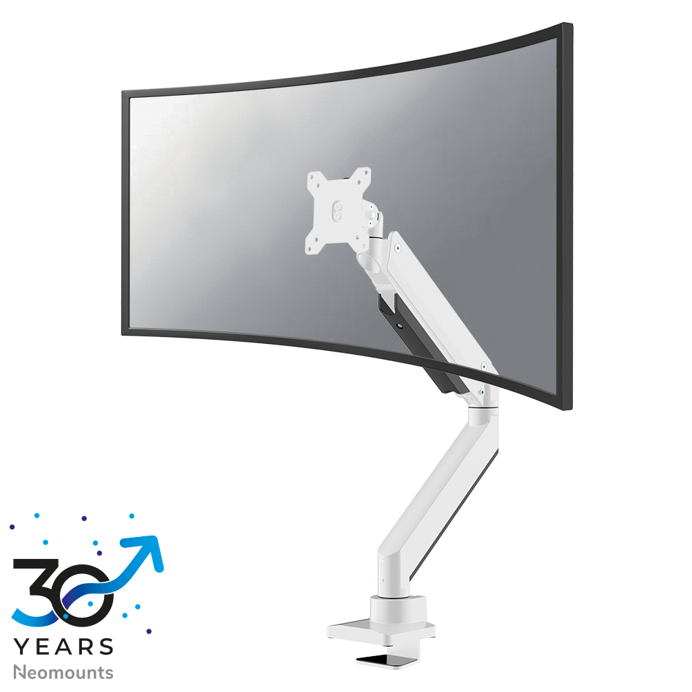Neomounts NM-D775WHITEPLUS Braccio per monitor 1 schermo - 10-49" - 1-18 kg (curvo 14 kg) - molla a gas - 180°-stop -Topfix - bianco