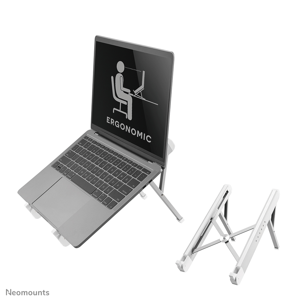 Neomounts NSLS010 Supporto per laptop - 11-17" - max 5 kg - 6 posizioni di altezza - pieghevole - compatto - universale - argento