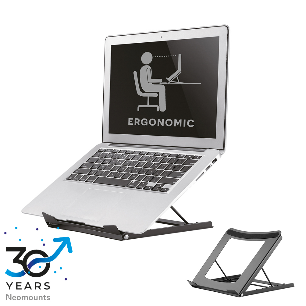 Neomounts NSLS075BLACK Supporto per laptop - 10-16" - max 5 kg - 5 posizioni di altezza - pieghevole - compatto - universale - nero