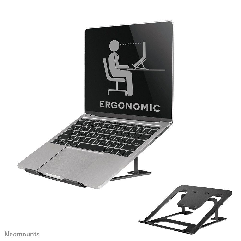 Neomounts NSLS085BLACK Supporto per laptop - 10-17" - max 5 kg - 6 posizioni di altezza - pieghevole - compatto - ultrasottile - universale - nero