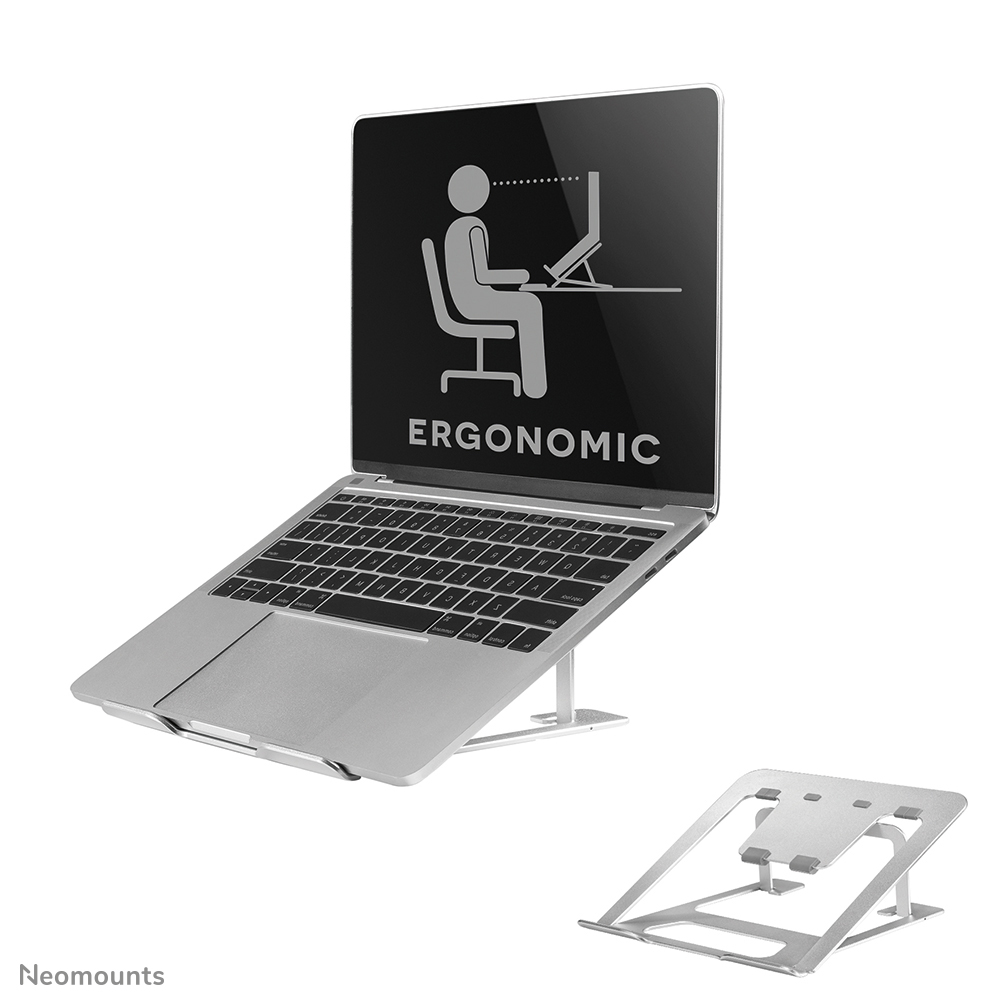 Neomounts NSLS085SILVER Supporto per laptop - 10-17" - max 5 kg - 6 posizioni di altezza - pieghevole - compatto - ultrasottile - universale - argento