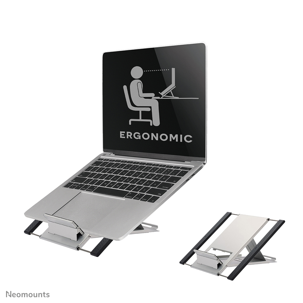 Neomounts NSLS100 Supporto per laptop - 10-22" - max 5 kg - 6 posizioni di altezza - pieghevole - compatto - universale - argento