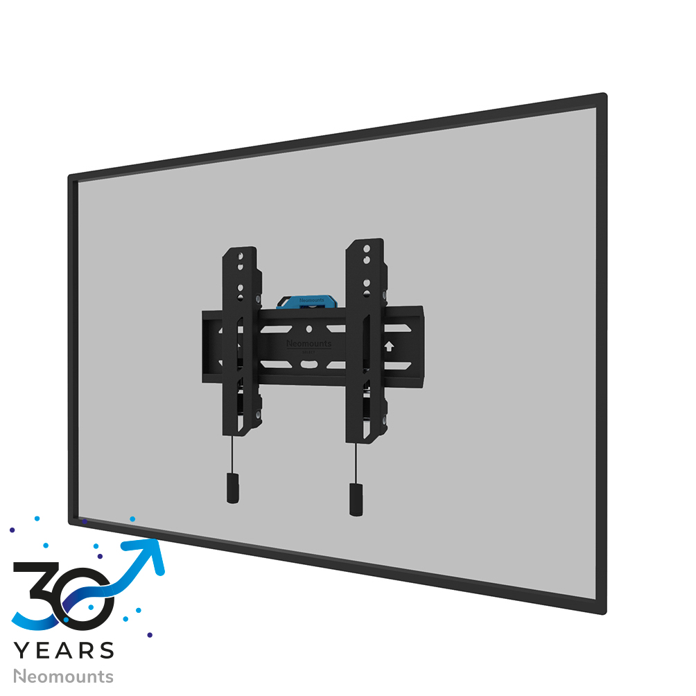 Neomounts LEVEL-850 WL30S-850BL12 Supporto a parete fisso per TV - 24-65" - max 40 kg - VESA 50x50-200x200 - prof. 3,3 cm - livello regolabile - bloccabile (incl. vite di sicurezza, escl. serratura) - modello Rapid Install incl. dima di fissaggio - nero
