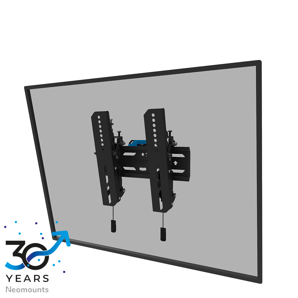 Neomounts LEVEL-850 WL35S-850BL12 Supporto a parete inclinabile per TV - 24-65" - max 40 kg - VESA 75x75-200x200 - prof. 3,5 cm - livello regolabile - bloccabile (incl. vite di sicurezza, escl. serratura) - modello Rapid Install incl. dima di fissaggio - nero