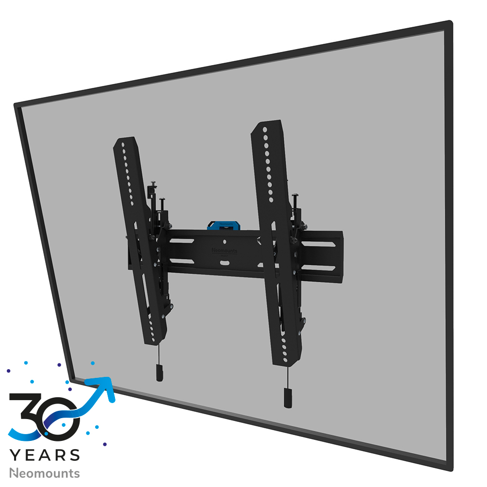 Neomounts LEVEL-850 WL35S-850BL14 Supporto a parete inclinabile per TV - 40-75" - max 50 kg - VESA 100x100-400x400 - prof. 3,5 cm - livello regolabile - bloccabile (incl. vite di sicurezza, escl. serratura) - modello Rapid Install incl. dima di fissaggio - nero